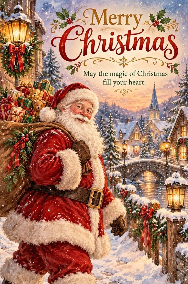 Merry Christmas: Vintage Santa card